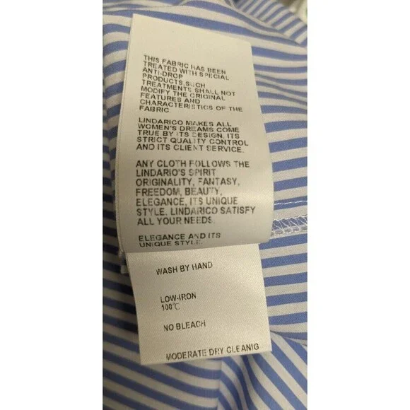 LINDARICO Blue/White Striped Cotton Blend Italian Midi Shirt Dress 40/US 4 - Picture 8 of 9